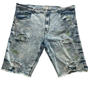 FWRD Denim Shorts Size 46 Acid‎ Wash Distressed Ripped Cut Off Jeans Mens